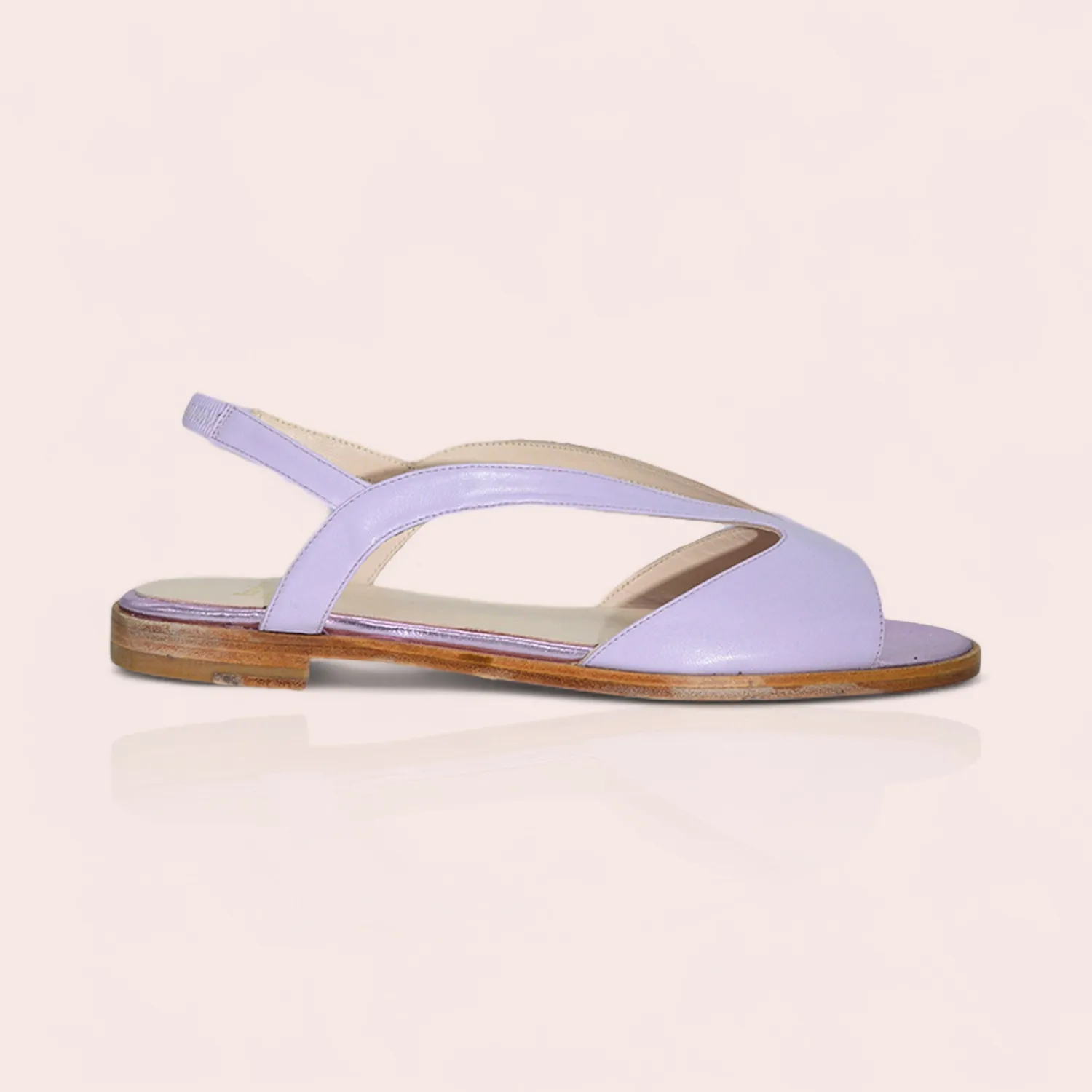 Karine Arabian YONI sandales plates cuir camel 15 mm