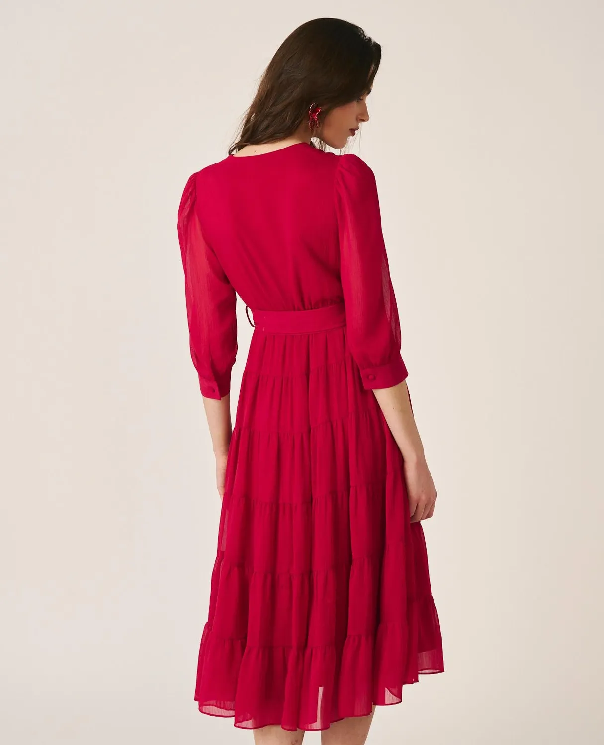 Alma en Pena V26CL0225 robe longue gaze rouge
