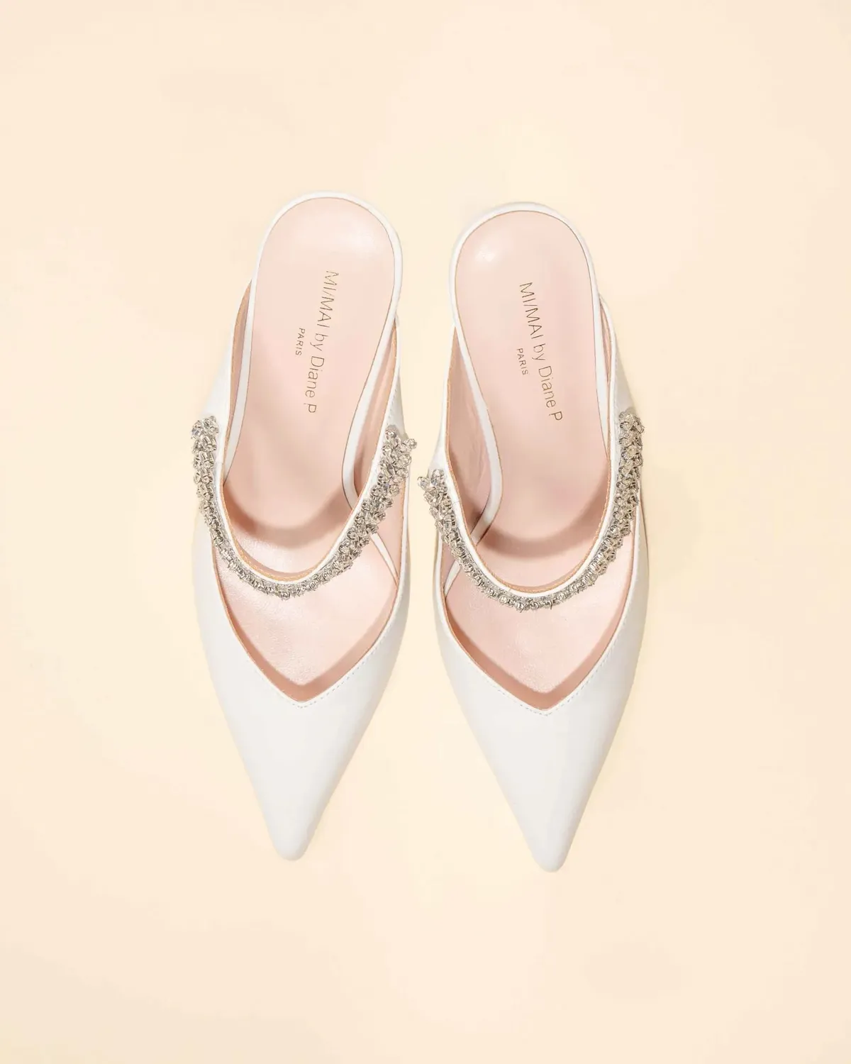 Mi/Mai Harper White Leather escarpins blanc cuir strass