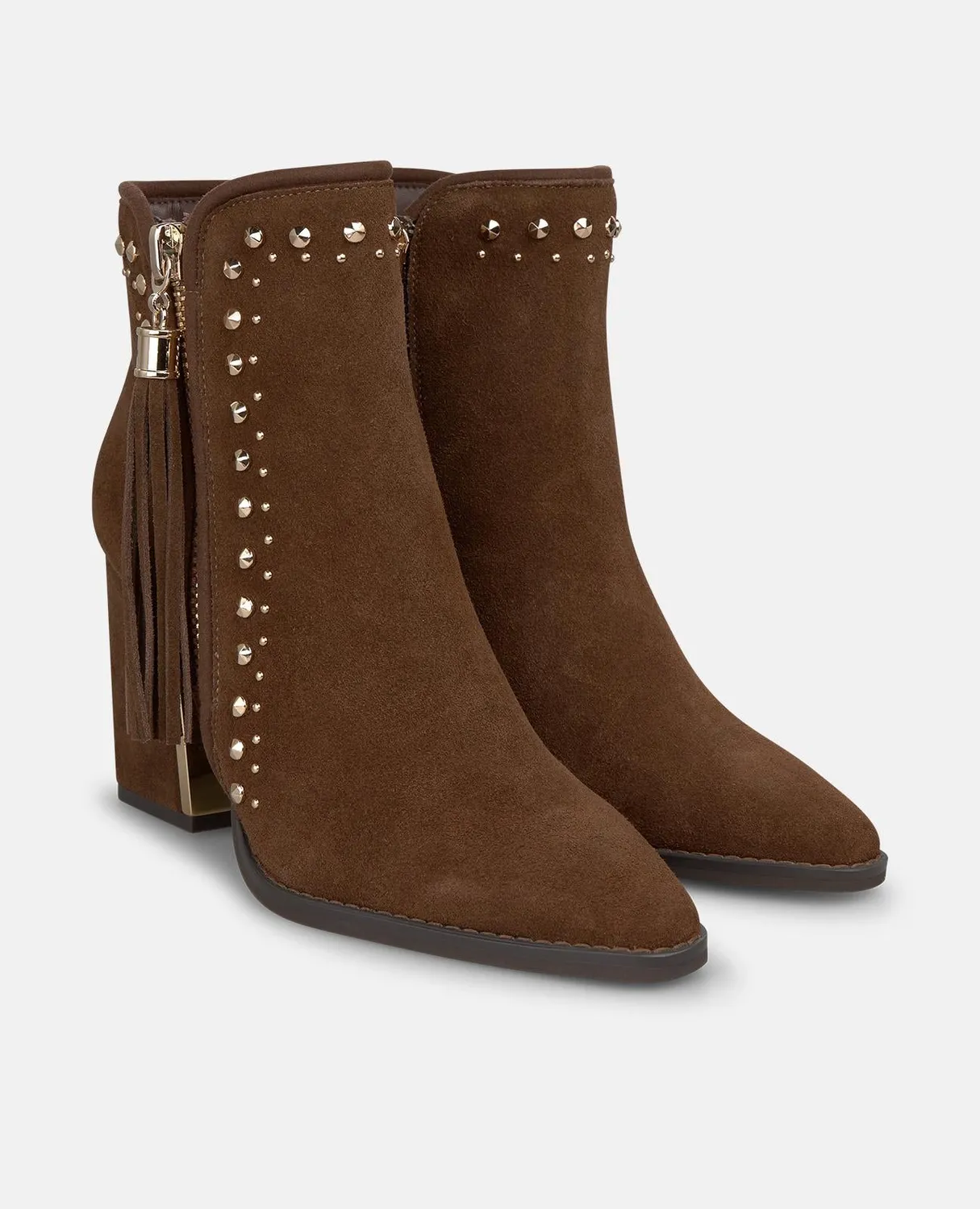 Alma en Pena I2652150C bottines cuir camel clous talon bloc