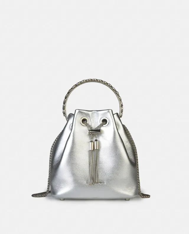 Alma en Pena BG110 sac bombonera cuir argenté