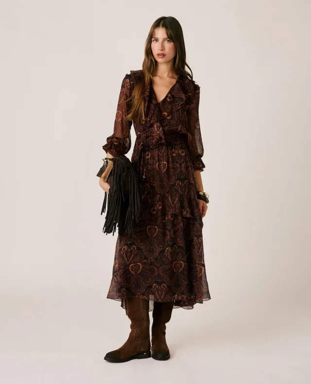 Alma en Pena I26CL0239 robe midi marron volants