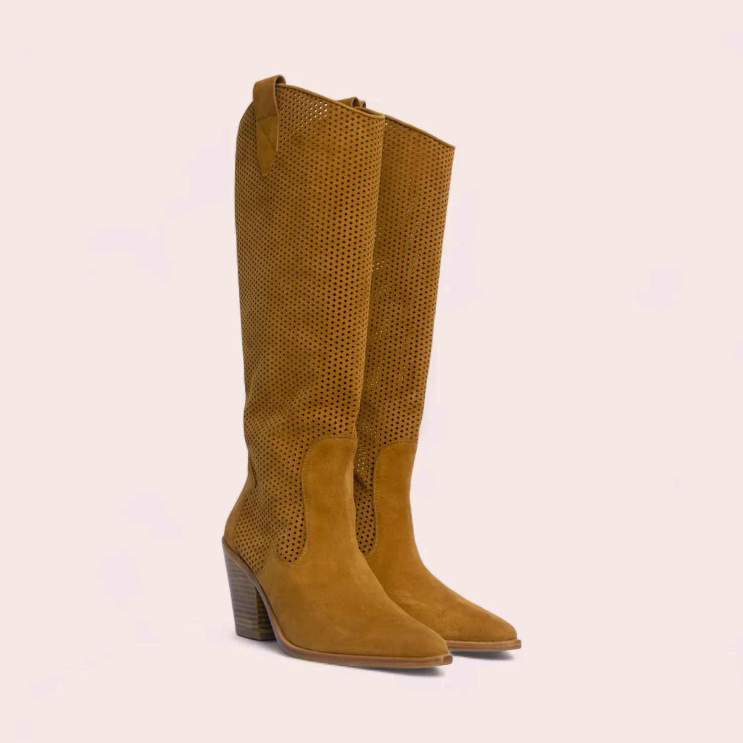 Karine Arabian Caitlyn botte velours amaretto talon 80mm
