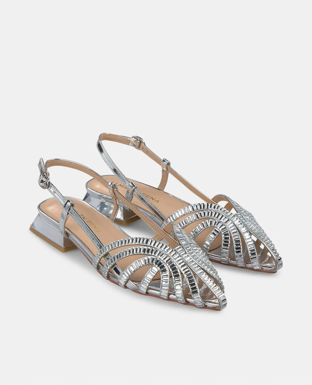 Alma en Pena V250493 sandales plates argent strass