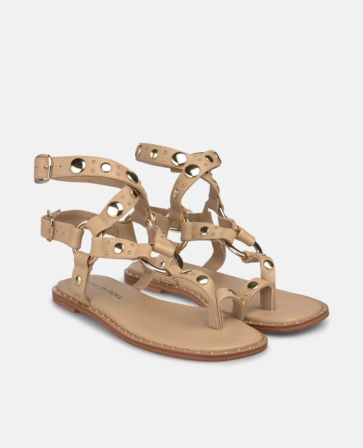 Alma en Pena V268211 sandales plates sable cuir napa 1 cm