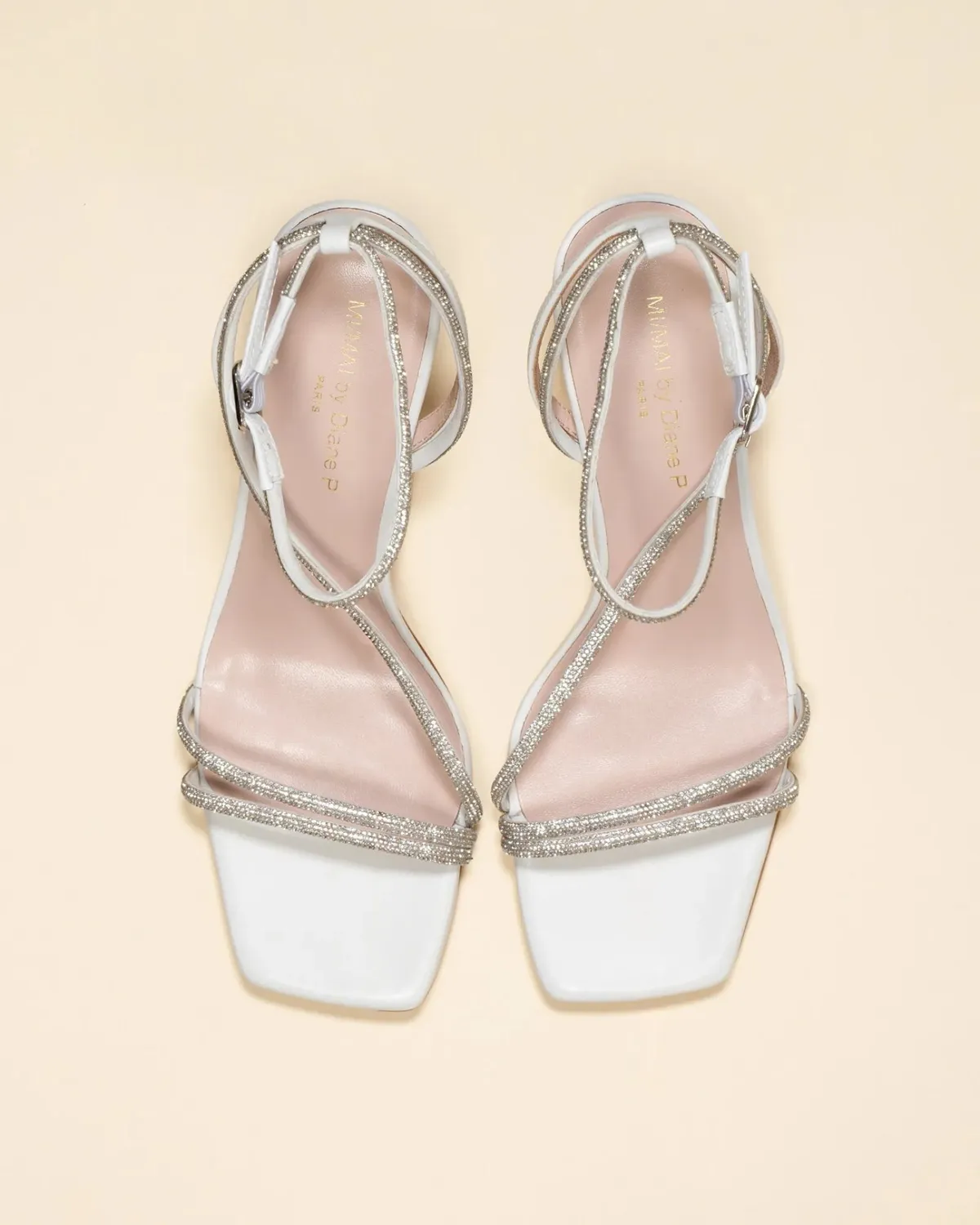 Mi/Mai Capri White sandales blanc strass talon