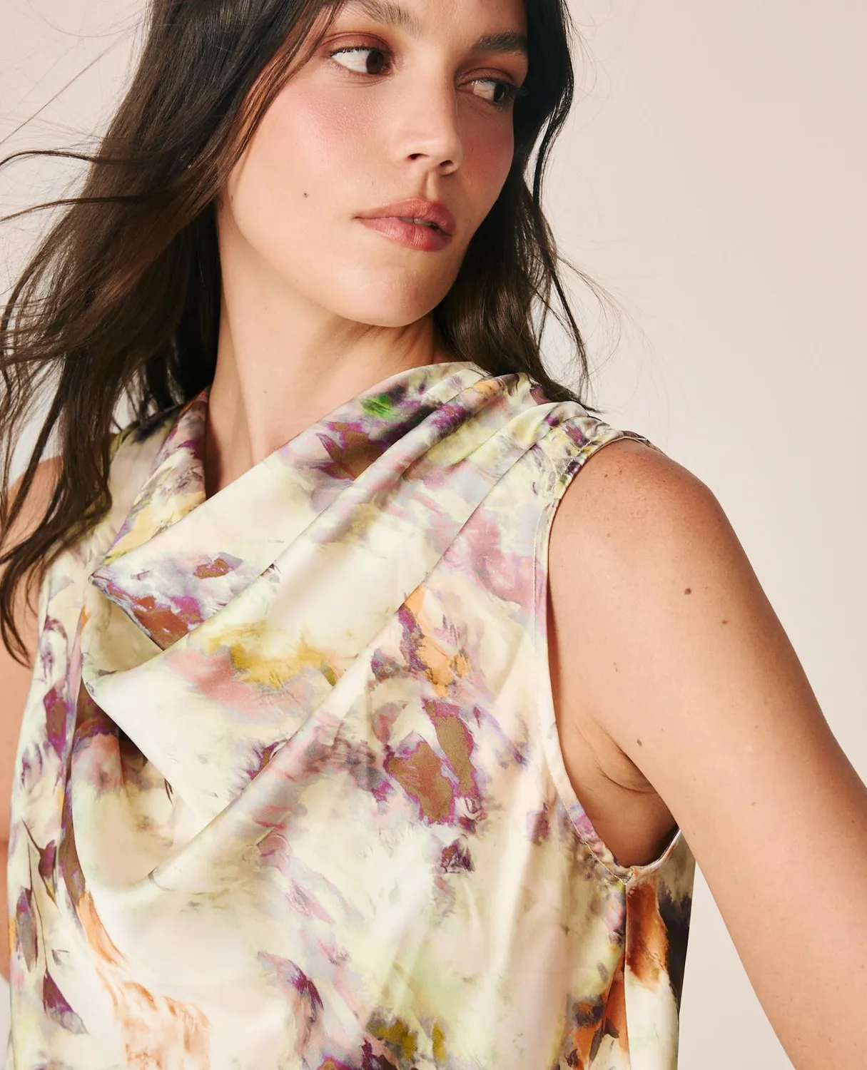 Alma en Pena I26CL0506 blouse satin lilas sans manches