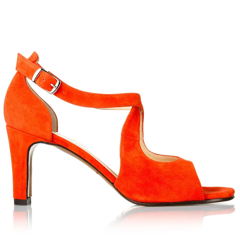 Bégum Paris Athènes coquelicot sandales velours talon 7 cm