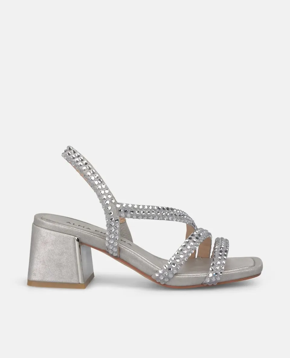 Alma en Pena V2550973 mules argent strass talon 6 cm