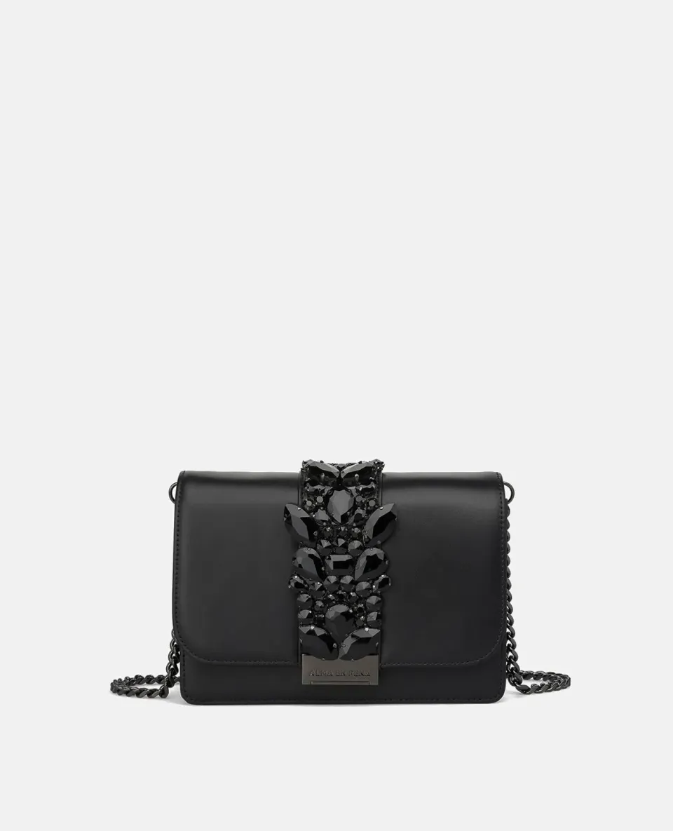 Alma en Pena BG103 pochette noire cuir strass soirée