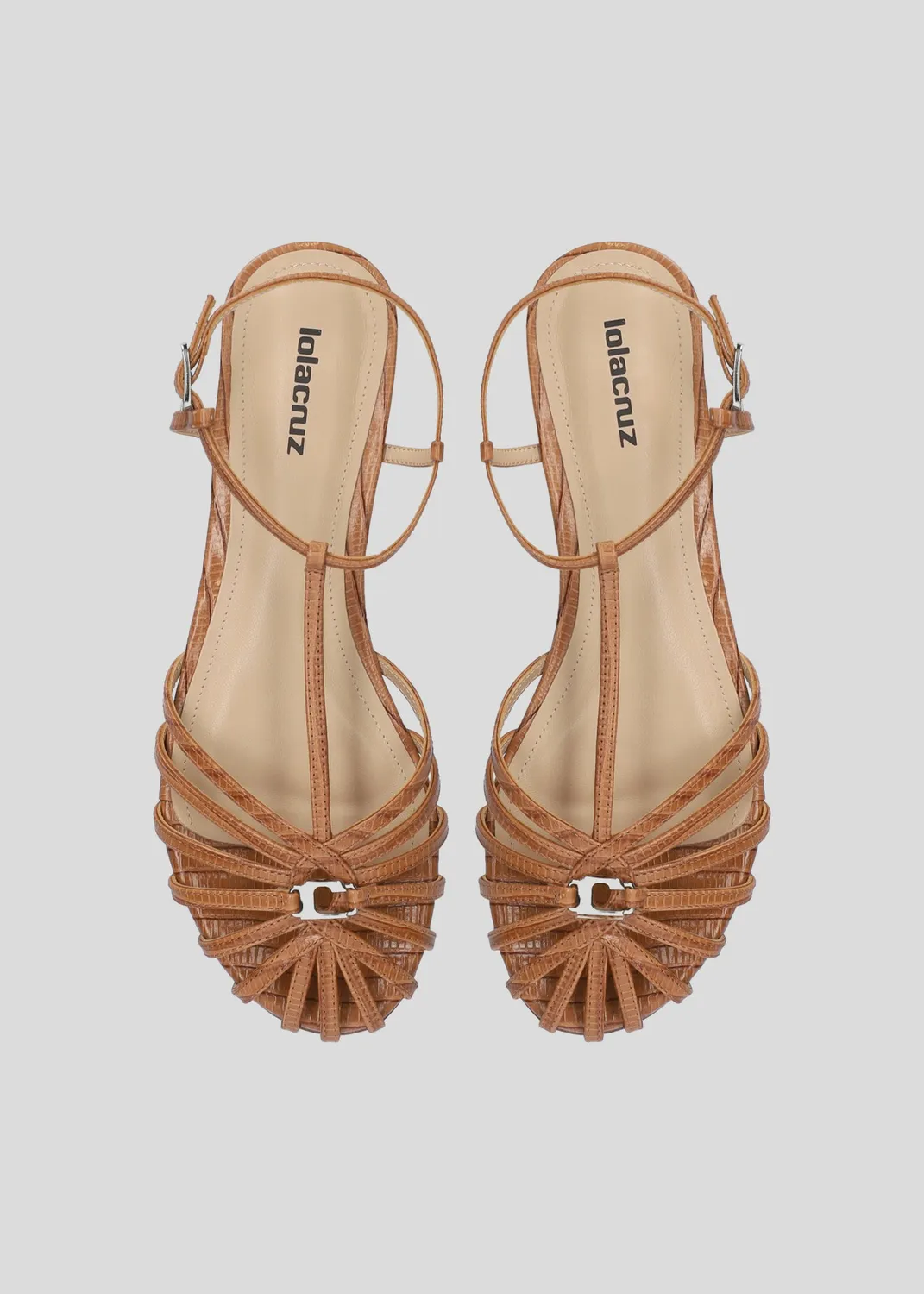 Lola Cruz Tango sandales plates cuir cuero plat