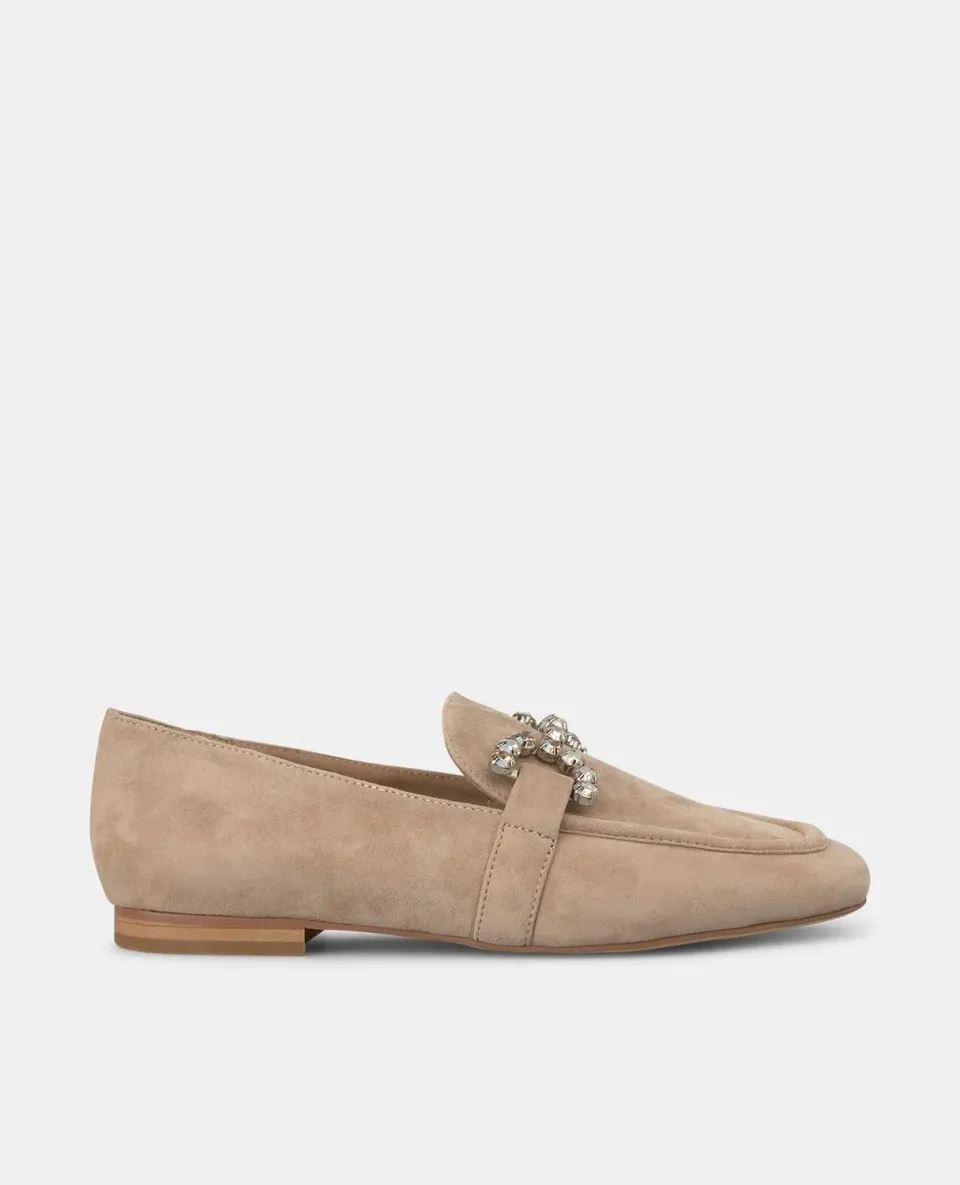 Alma en Pena V250303 mocassins sable cuir étrier strass