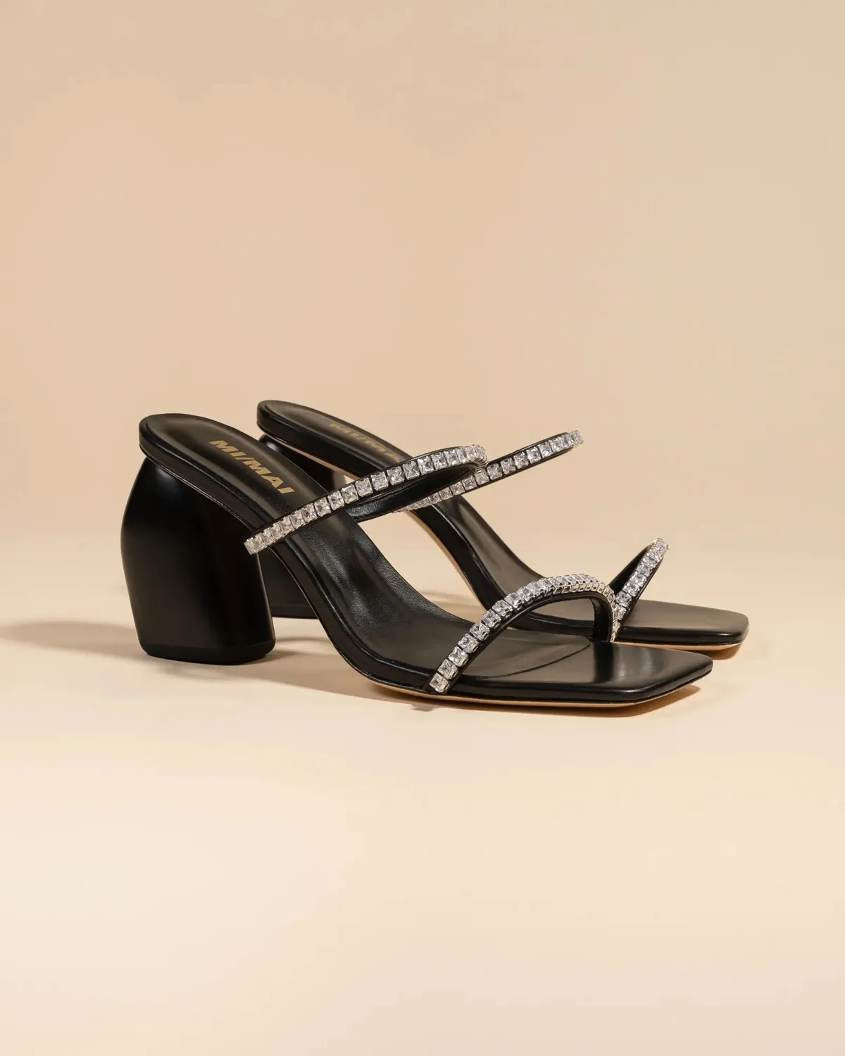 Mi/Mai Tilda High Black Crystals sandales strass noir talon 8cm