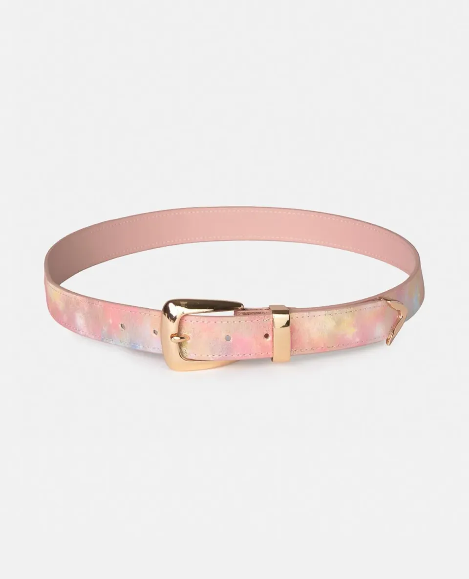 Alma en Pena V26CT017 ceinture cuir rose boucle métal