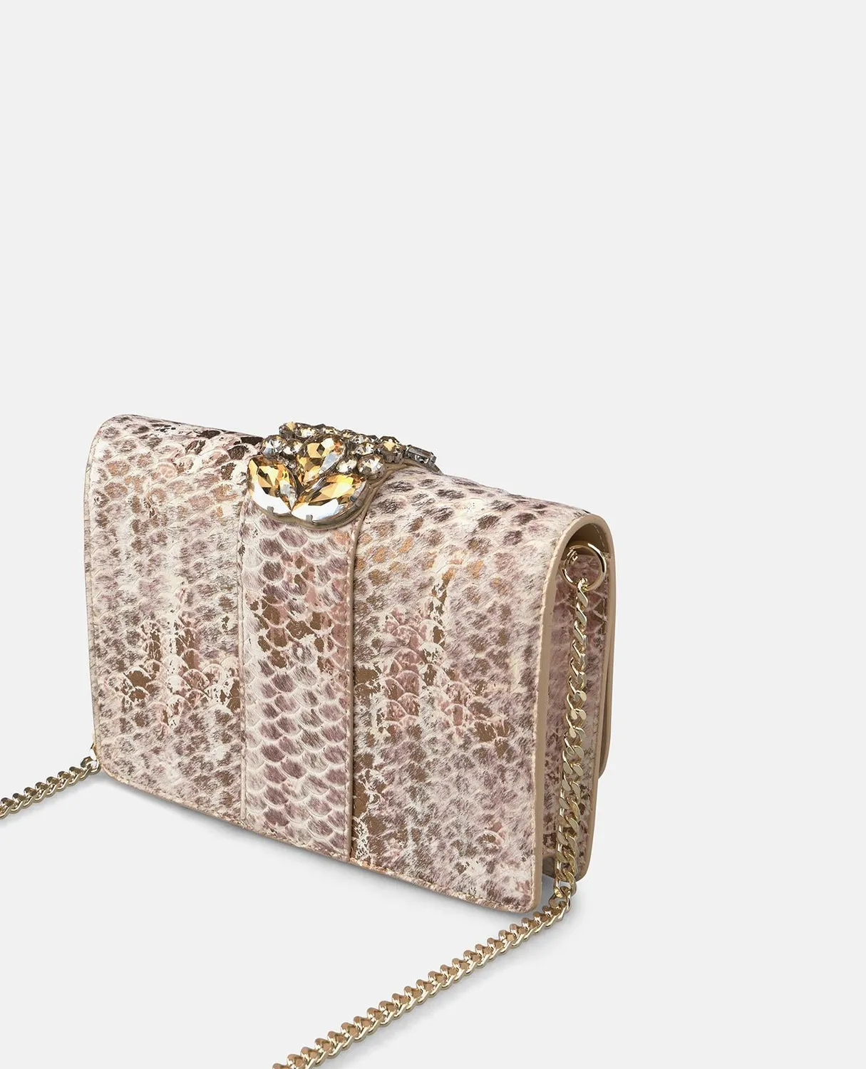 Alma en Pena BG103 pochette cuir beige strass