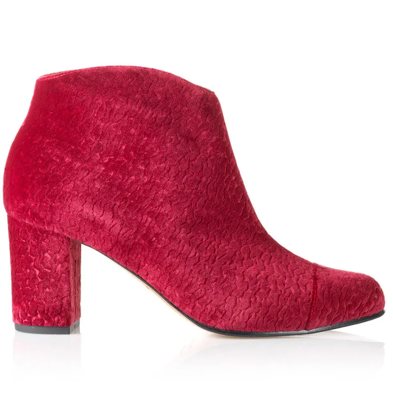 Bégum Paris Innsbruck bottines velours rouge talon 7 cm