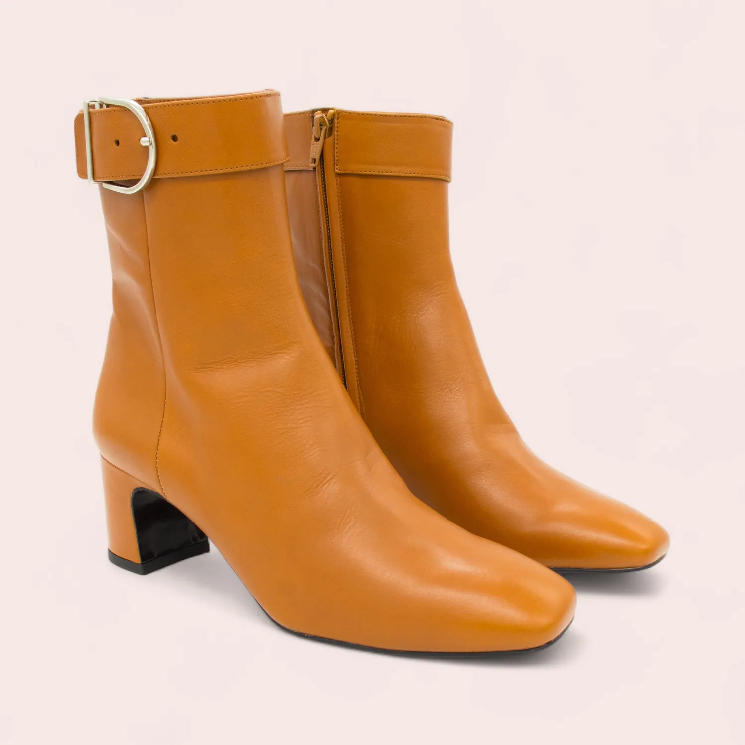 Karine Arabian Mathilde bottine camel cuir talon 50mm