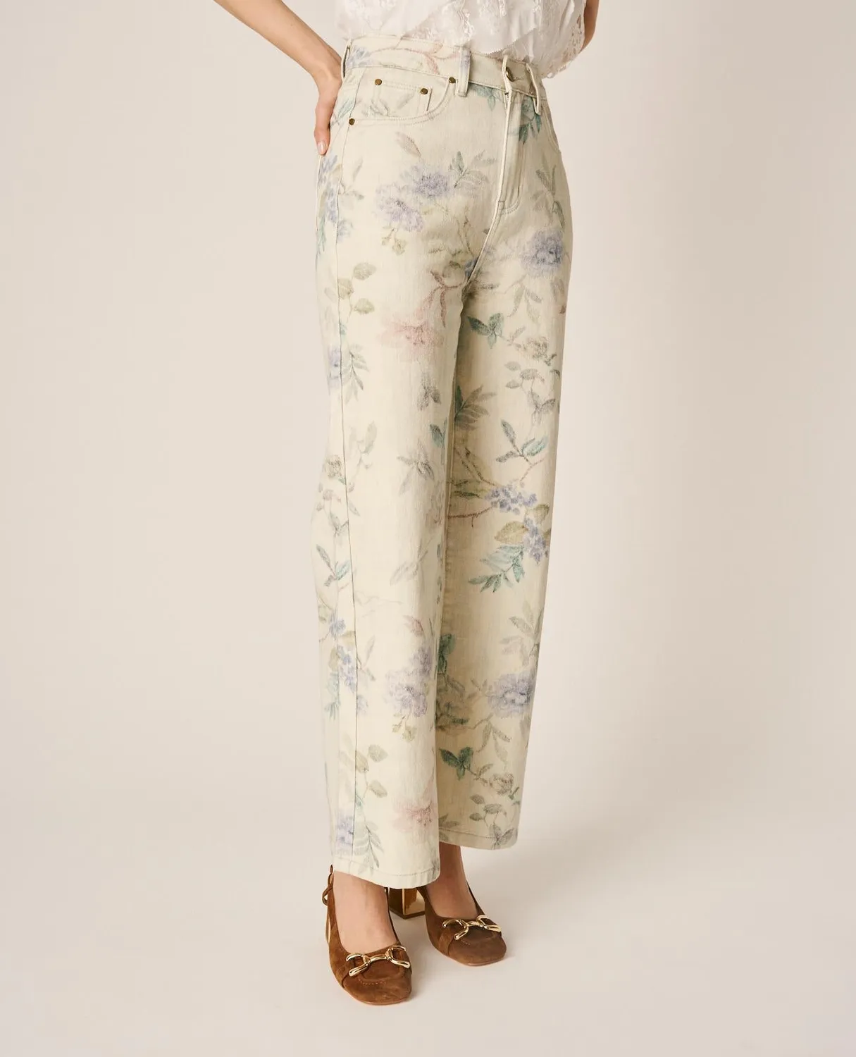 Alma en Pena V26CL1622 pantalon floral coton multicolore
