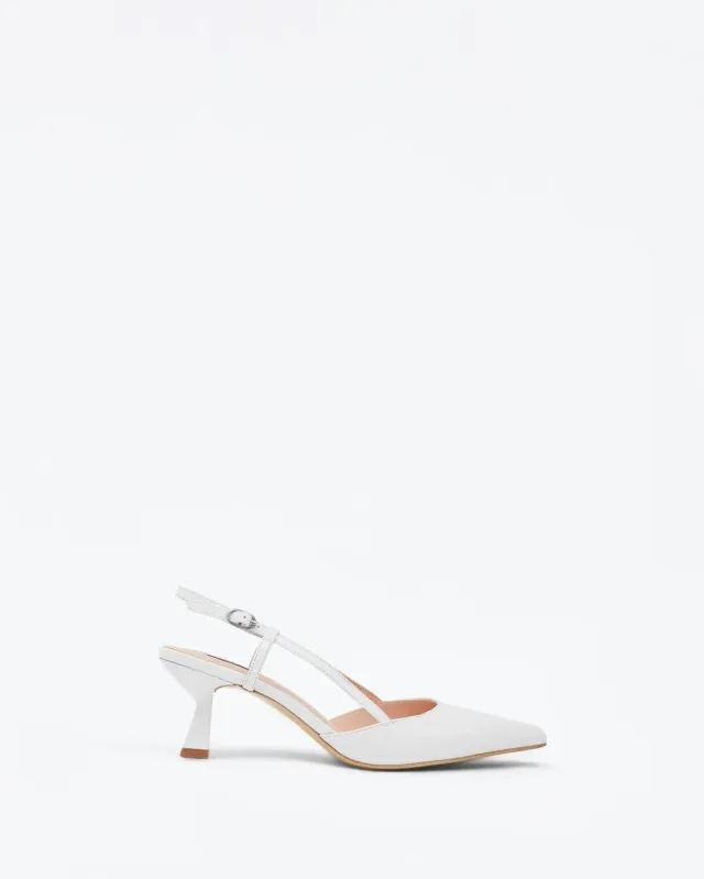 Mi/Mai Corto Pure White escarpin sling-back blanc talon fin