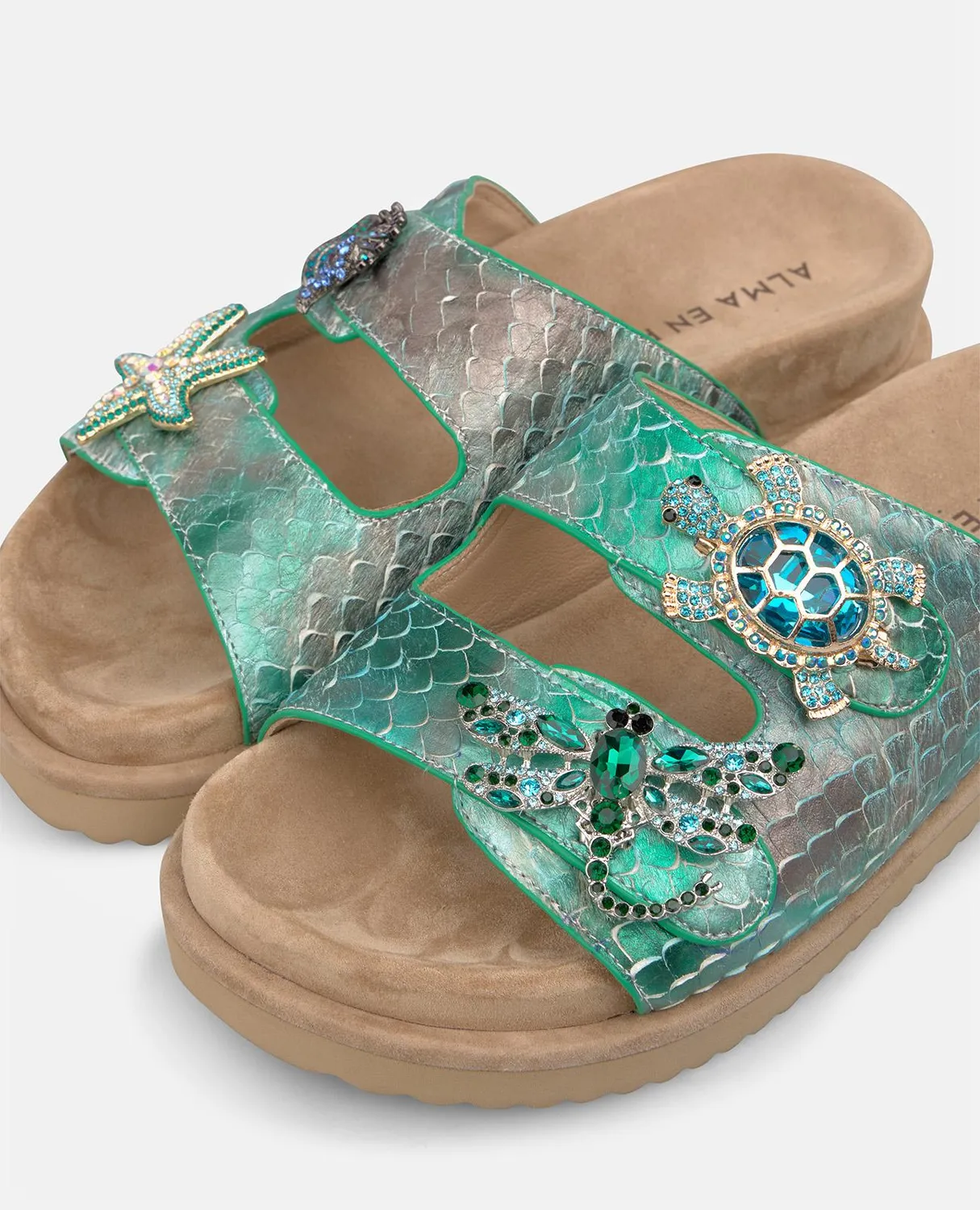 Alma en Pena Maldivas V267504 sandales turquoise effet serpent