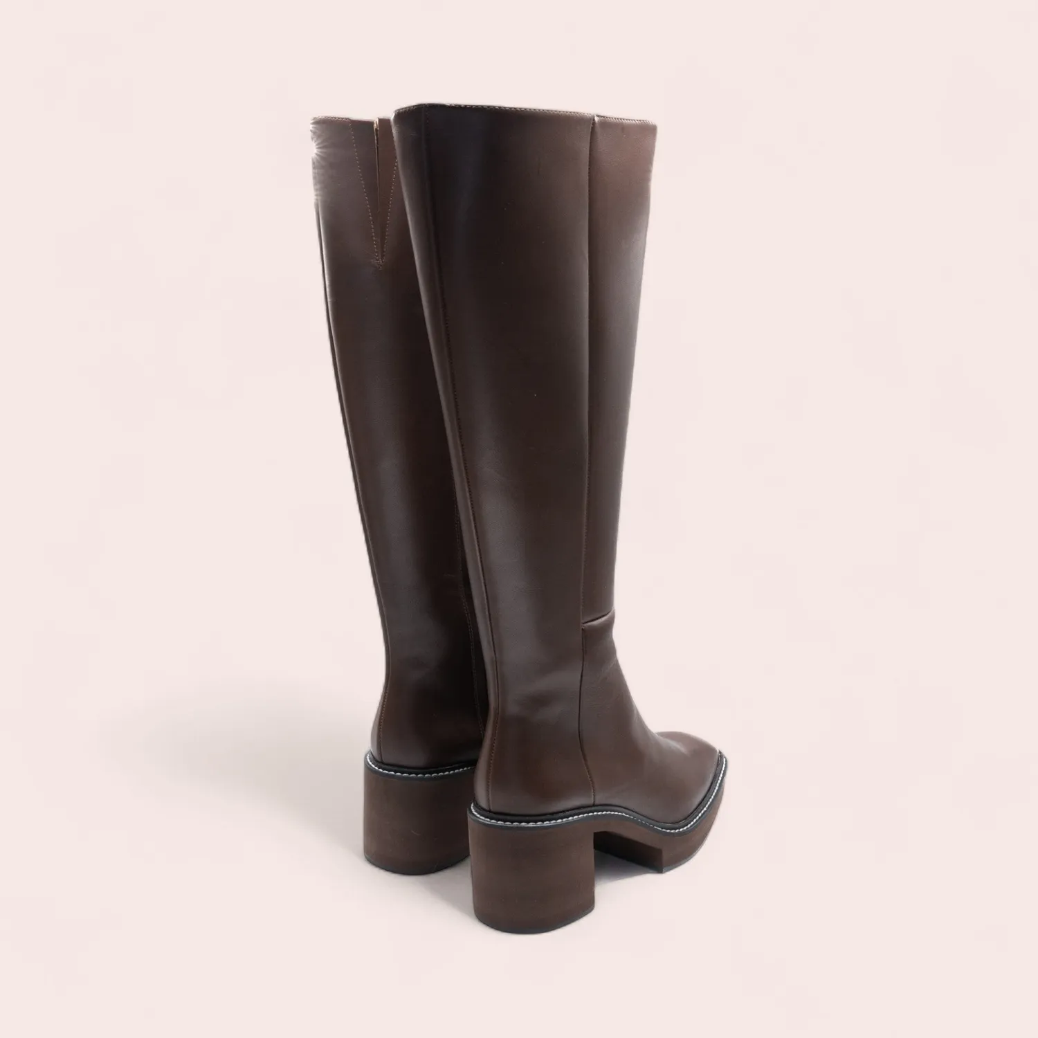 Karine Arabian Brandon botte cuir marron compensée 70mm