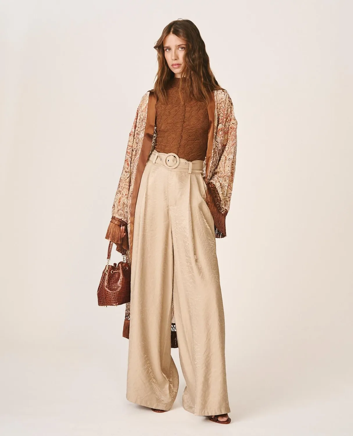 Alma en Pena I26CL1301 caftan paisley marron velours