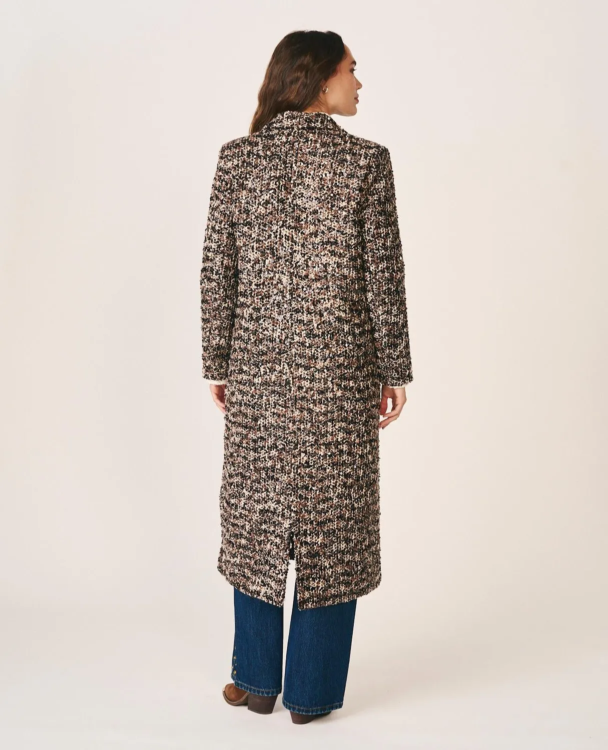Alma en Pena I26CL1502 manteau tweed marron sequins
