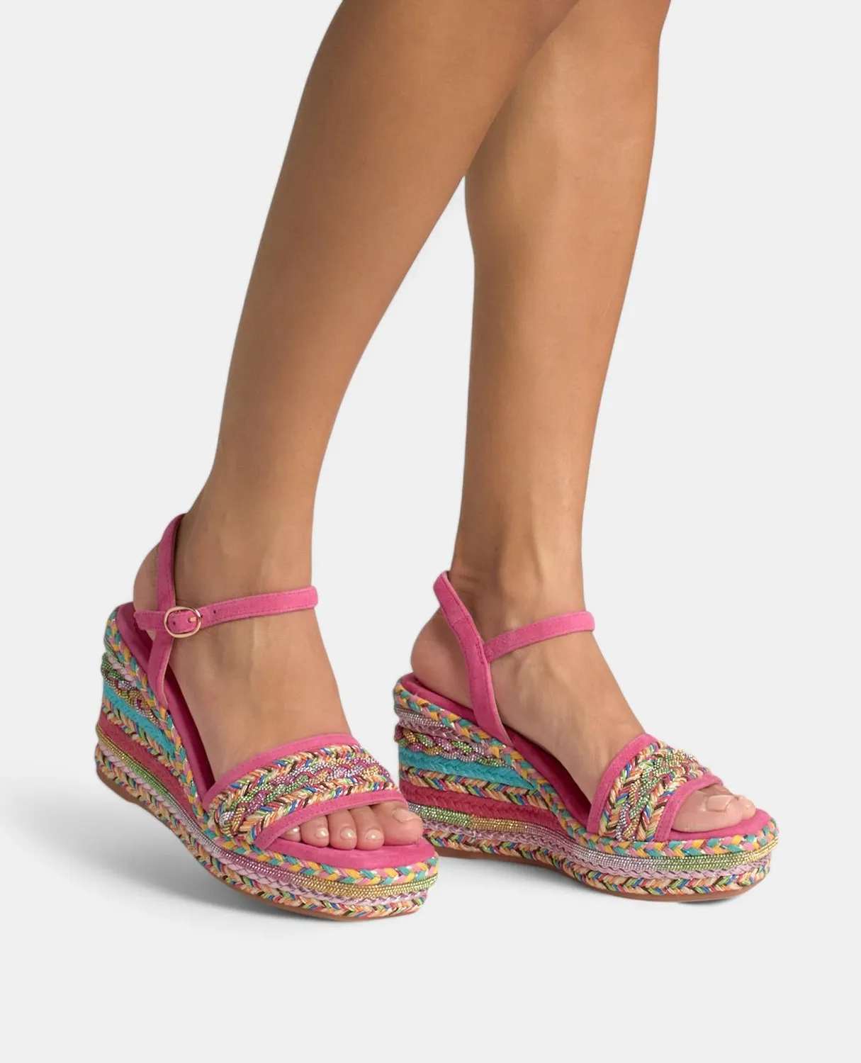 Alma en Pena V251283 sandales compensées fuchsia strass