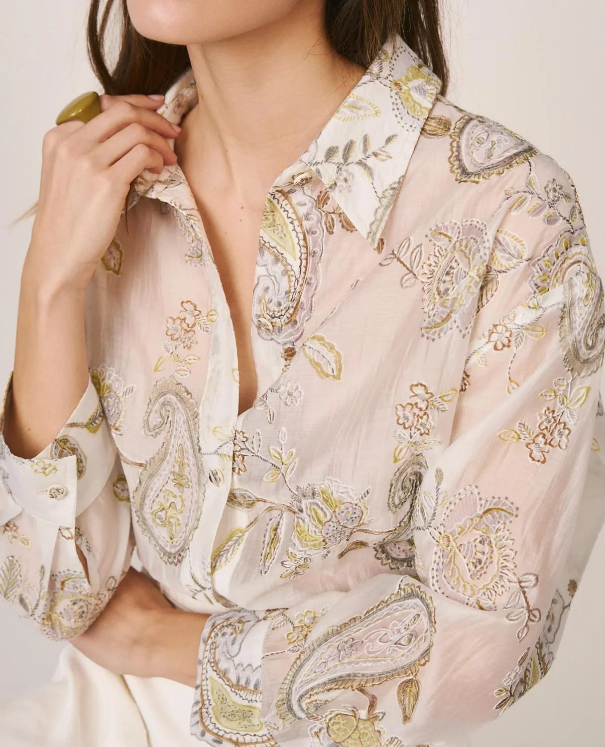 Alma en Pena V26CL0410 chemise blanche brodée Tencel