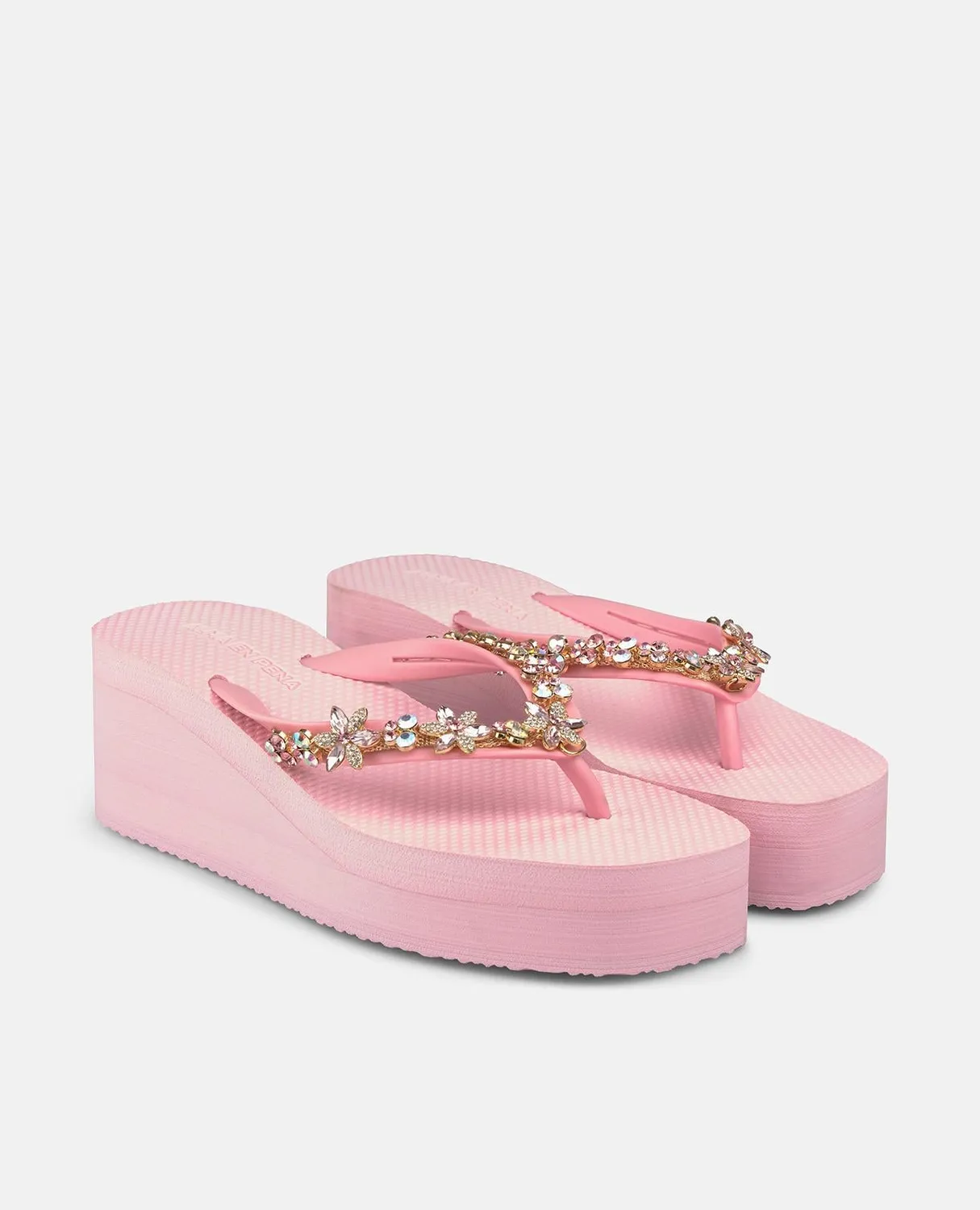 Alma en Pena V251999 Tongs Rose Fleur Strass Plates