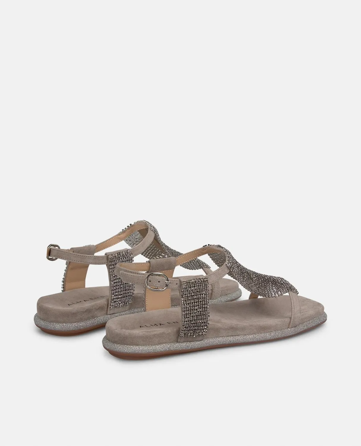 Alma en Pena V2551601 sandales plates taupe strass 2 cm