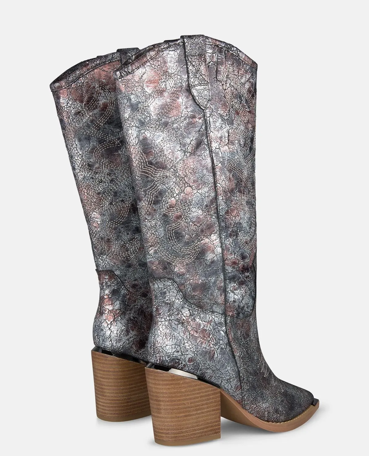 Alma en Pena V260108 bottes à talon cuir argenté