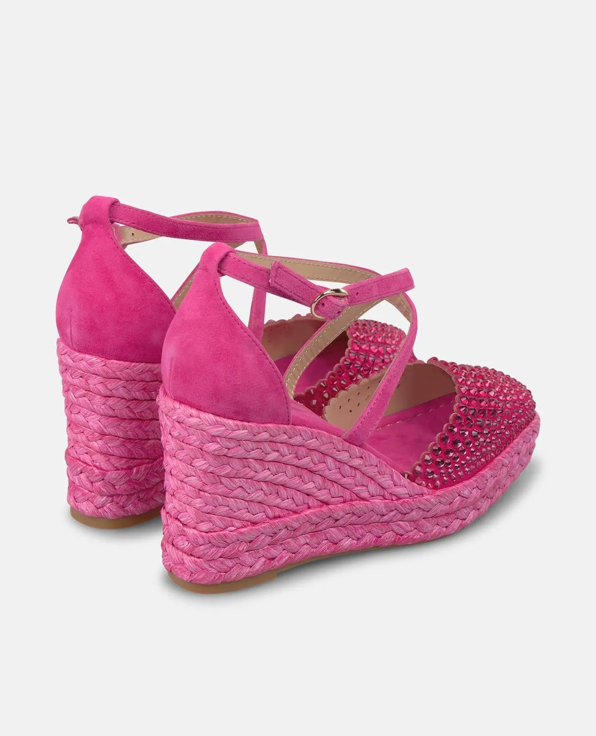 Alma en Pena V251102 compensées fuchsia strass cuir 7 cm