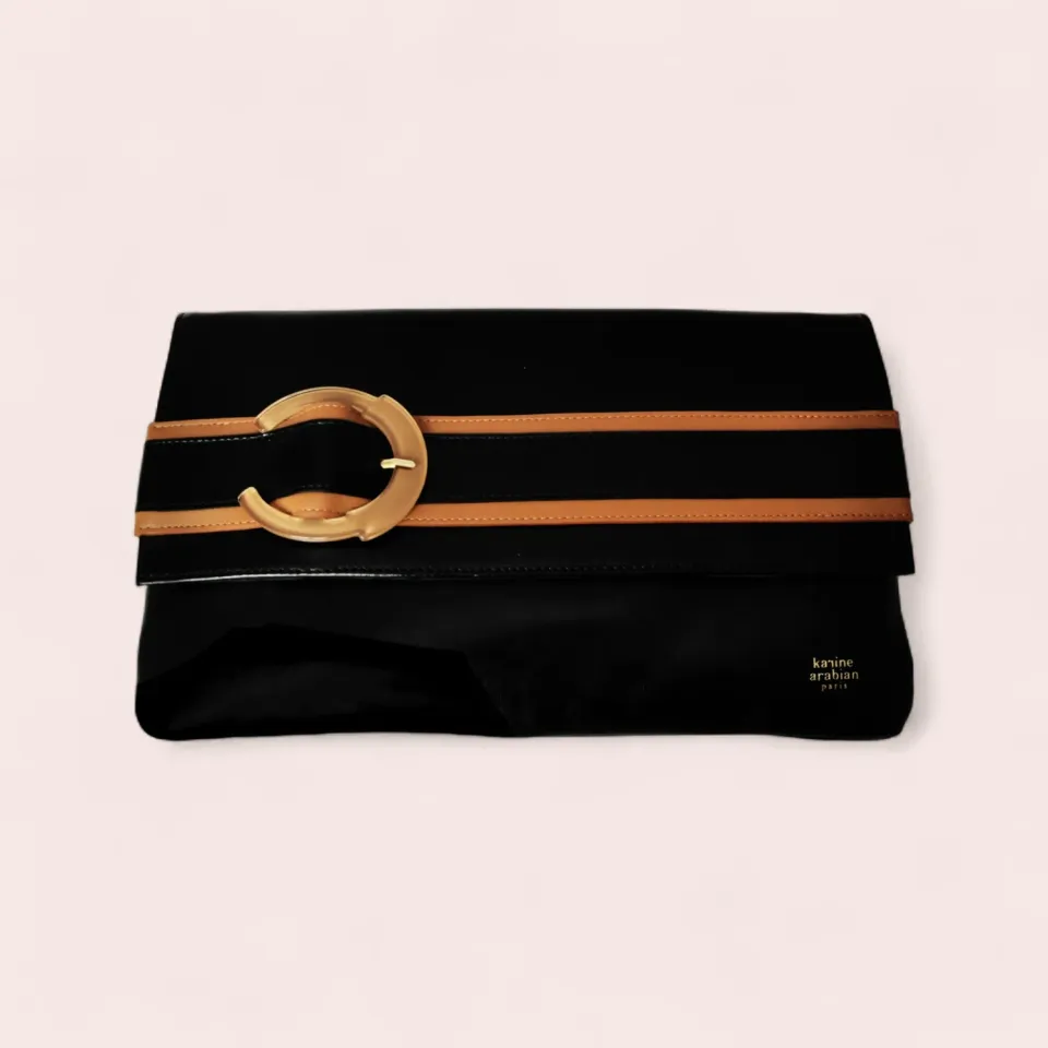Karine Arabian Ischia pochette cuir noir XL
