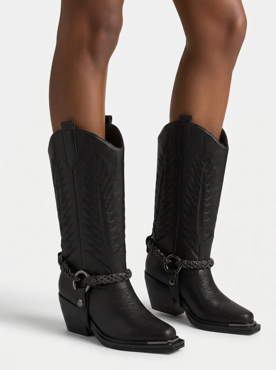 Alma en Pena I260572 bottes cowboy cuir noir talon 5,5 cm