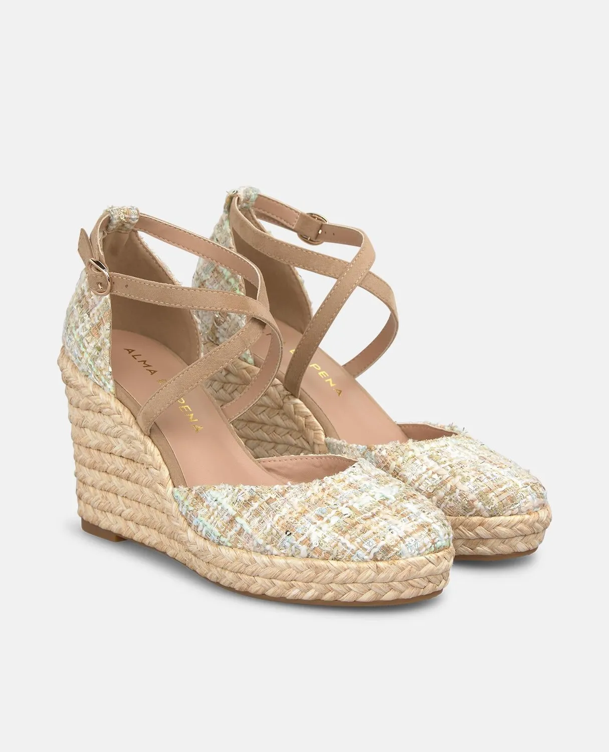 Alma en Pena V2650601 espadrilles aqua toile compensées