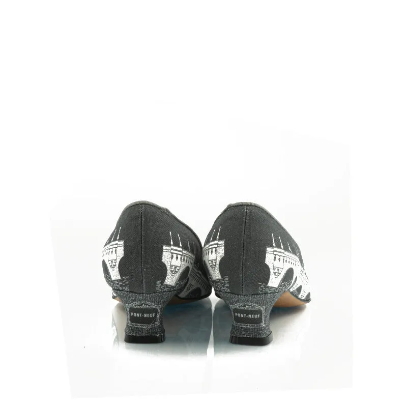 Bégum Paris Marquise Pont Neuf escarpins toile grise 4 cm
