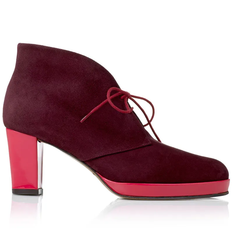 Bégum Paris Diane bottines velours grenat rose