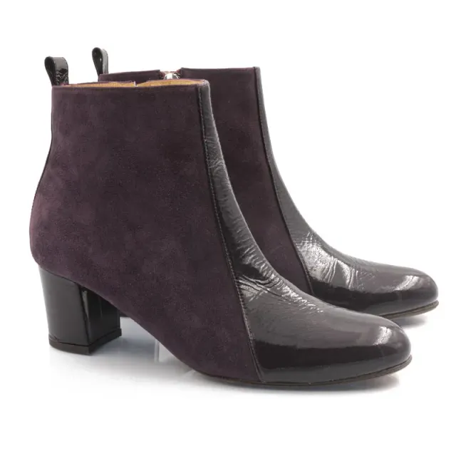 Bégum Paris Londres bottines aubergine cuir talon 5 cm