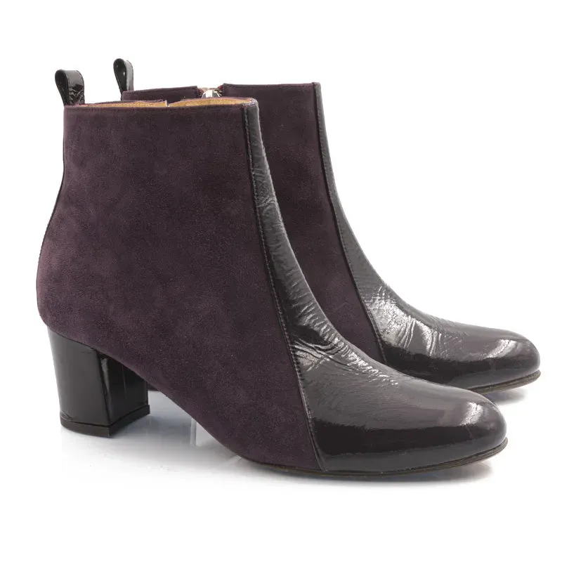 Bégum Paris Londres bottines aubergine cuir talon 5 cm