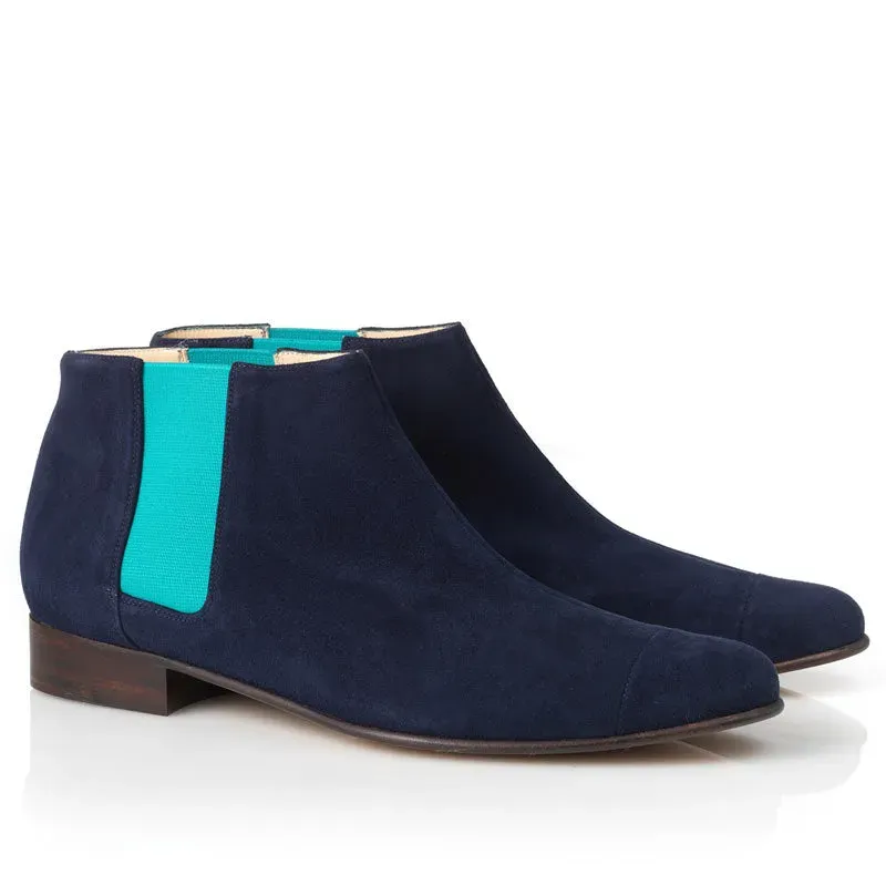 Bégum Paris Lucrèce bottines marine turquoise cuir
