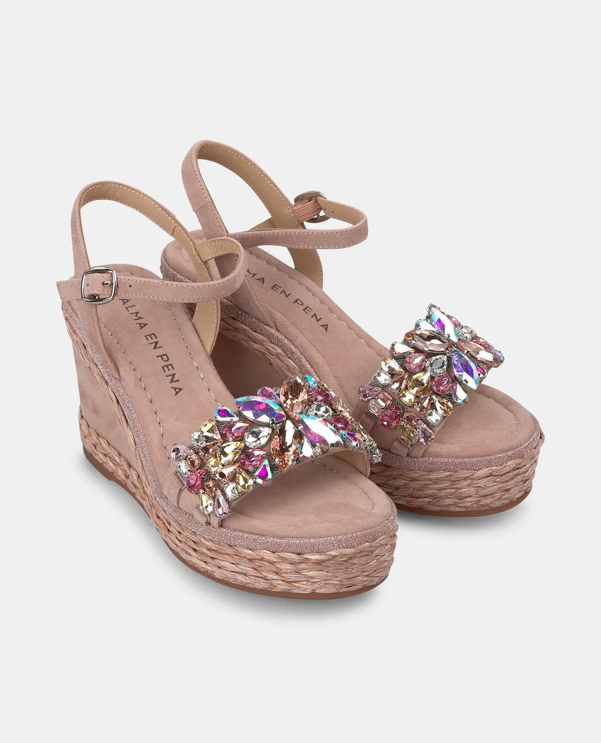 Alma en Pena V2551291 compensées cuir rose poudré