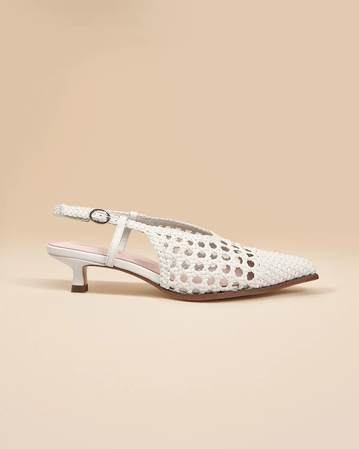 Mi/Mai Marina Woven White escarpins blancs tressés 4 cm
