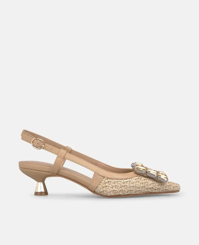 Alma en Pena V265201 escarpins slingback raphia beige