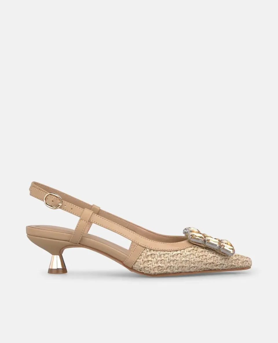 Alma en Pena V265201 escarpins slingback raphia beige