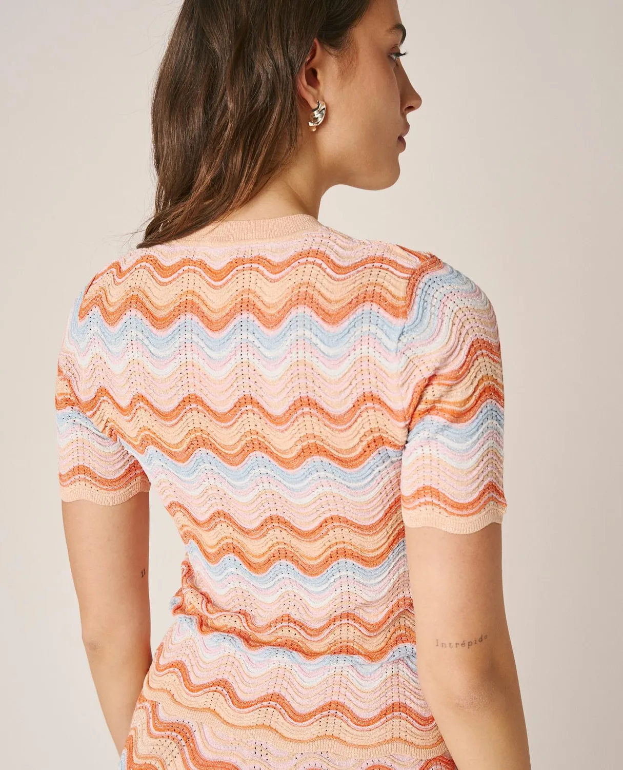 Alma en Pena V26CL0603 top maille orange multi