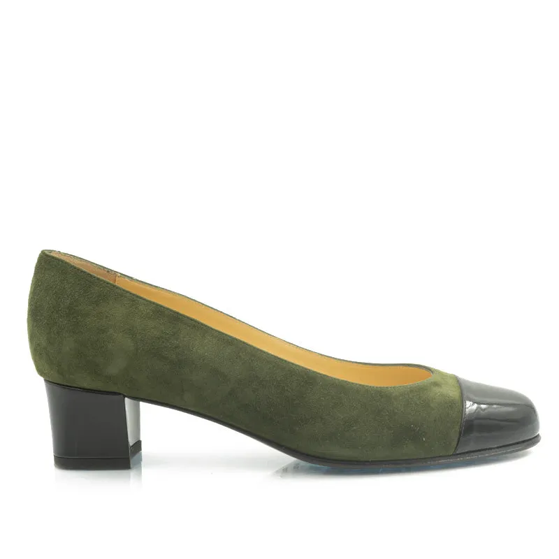 Bégum Paris Echo escarpin olive 4 cm cuir velours