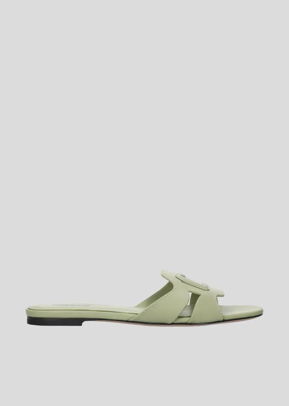 Lola Cruz Cuirine sandales plates vert aloe