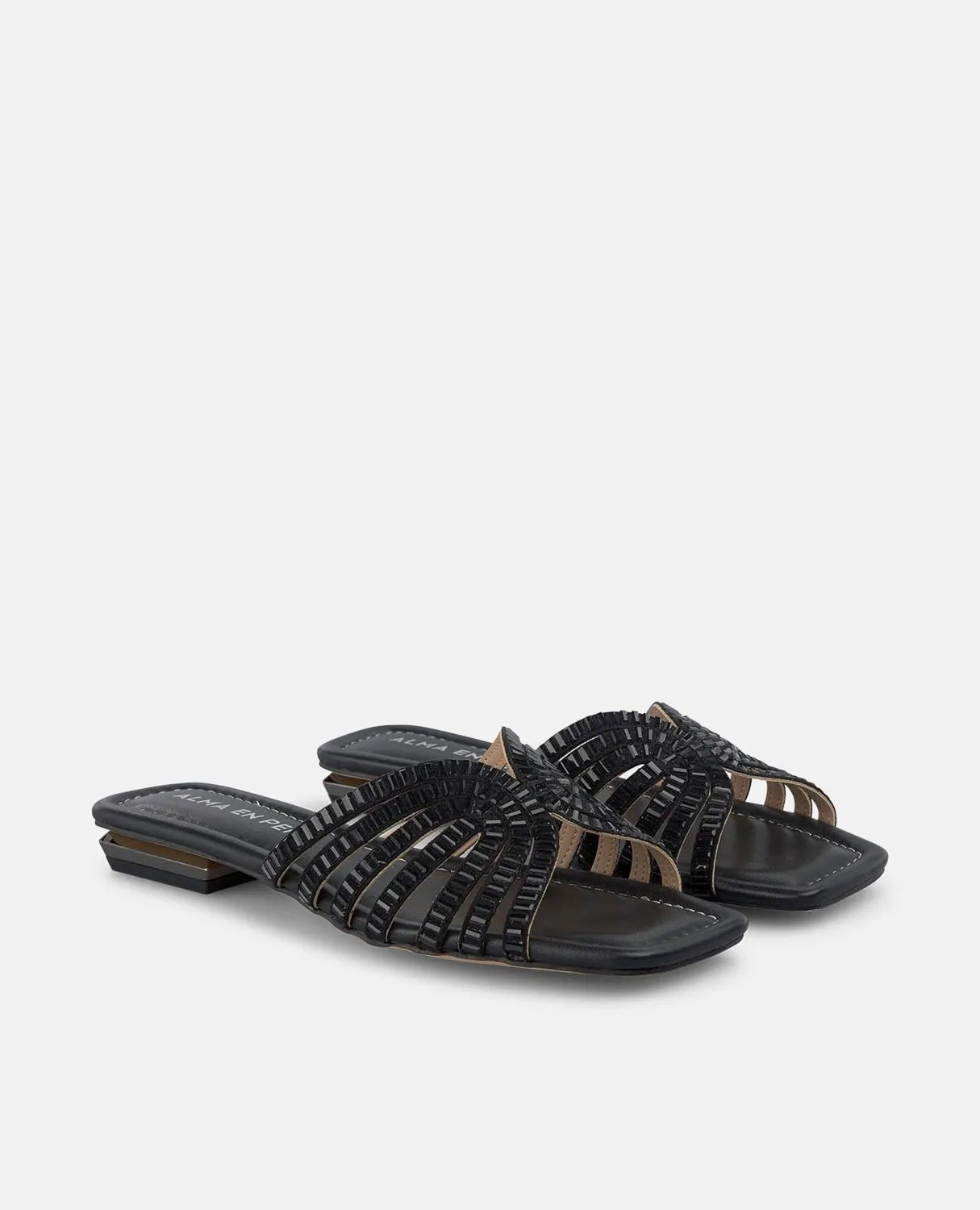 Alma en Pena V268602 sandales plates noires cuir