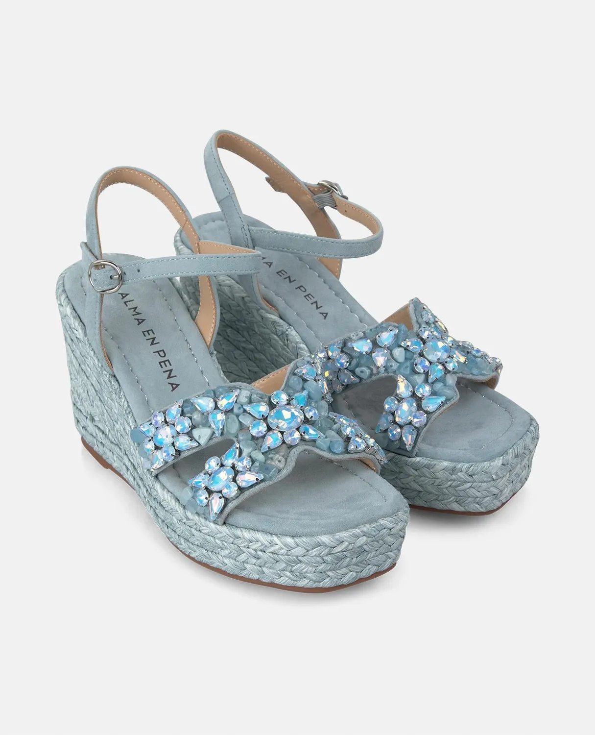 Alma en Pena V251278 sandale compensée jeans strass